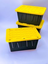 Tiny Heavy-Duty Storage Bins with Lid – Pack of 3 | Stackable Organizer Containe Eşya Saklama Kutusu price