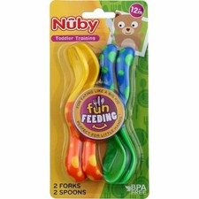 Nuby Fun Feeding Spoons & Forks 2-Pack - red/green, one size Mama Kaşığı price