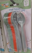 Baby Infant Flatwear Plastic Spoons BPA Free Feeding Toddler 12 Pack New Mama Kaşığı price