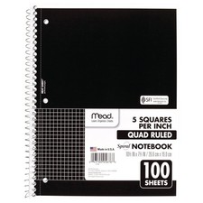 Mead Spiral Notebook, 1-Subject, Graph Ruled Paper, 10-1/2 x 8, 100 Sheets, Spiralli Defter price