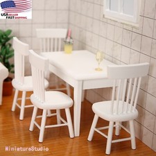 Dollhouse Miniature 1:12 White 5pcs Dining Room Square Table Chair Set Furniture Masa - Sandalye Seti / Takımı price