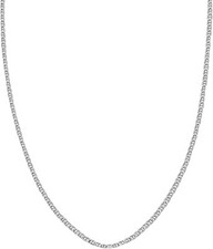 2MM 925 Sterling Silver Italian Diamond Cut Flat Mariner Chain Necklace 16"-30" Pırlanta Kolye price