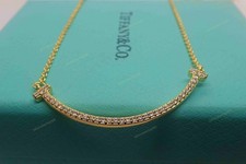 New.TiIffany&Co.T Smile-Small Diamond&Pendant 18K Gold 38cm Necklace Case Pırlanta Kolye price