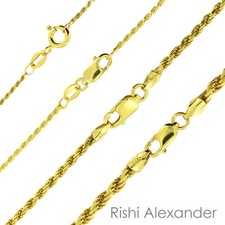 925 Sterling Silver Gold-Plated Diamond Cut Rope Chain Necklace All Sizes Pırlanta Kolye price