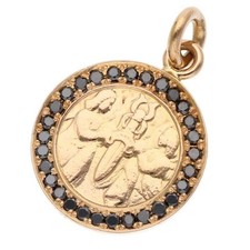 CHROME HEARTS 22K Angel Medal Black Diamond Gold Pendant Aftermarket #221 Pırlanta Kolye price