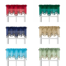 1PC WAVE WATERFALL VALANCE SWAG WINDOW CURTAIN W/TASSEL TRIM CASCADING FAUX SILK Blackout Curtain price