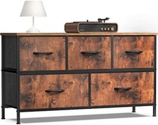 Brown 5 Drawers Dresser for Bedroom Wood Top Organizer Fabric Storage Drawers Dresser price