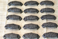 15 Cast Iron Fancy Cup Pulls Drawer Cabinet Bin Handles Rustic Vintage Dresser Dresser price