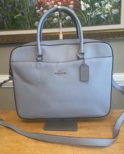 Coach Laptop Briefcase Bag Unisex Light Blue Pebbled Leather Adjustable Strap Unisex Briefcase price