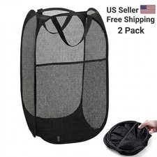 2 Pack Collapsible Pop Up Mesh Laundry Hamper Large Foldable Clothes Bag Basket Laundry Basket price