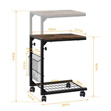 C Shaped Side Table Height Adjustable Sofa End Table Laptop Table Wheels Bedroom Office Side Table price