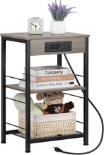 3-Tier Narrow End Table w/Charging Station Side Table Nightstand Bedroom Decor Office Side Table price