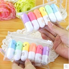 6Pcs/Set capsule Highlighter Pen Writing Stationery Mini Pens Kids Gifts Highlighter Pen price