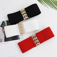 Womens Fashion Elastic Cinch Belt 3" Wide Stretch Waist Band Clasp Buckle Women's Belt price