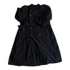 Chaps Ralph Lauren Coat Mens 46L Black Long Belted Rain Trench Microfiber Lined Long Coat price