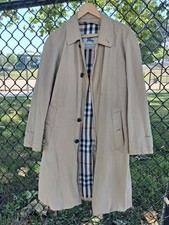 Burberrys Men’s Beige Long Trench Coat 38R Button Front Point Collar Lined Long Coat price