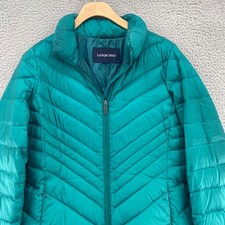 Lands End Coat Womens Small Aqua Wanderweight Puffer Down Long Jacket Pockets* Long Coat price