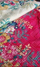 Bedspread - Quilted - Brilliant Colours - Floral - Skirted 3 Sides - 94" x 102" Bedspread price