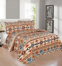 Rustic Western Southwestern Native American Tribal Navajo Design Bedspread Quilt Bedspread price
