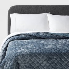 Luxe Diamond Stitch Velvet Quilt Slate - Threshold Bedspread price