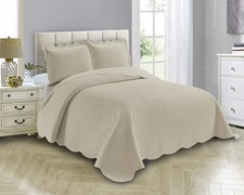 Linen Plus Luxury Oversized Coverlet Embossed Bedspread Set Solid Beige King/... Bedspread price
