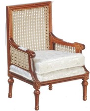 Dolls House Armchair Louis XV Bergere Walnut JBM Miniature Living Room Furniture Armchair & Bergere price
