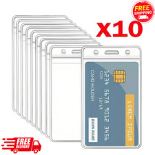 10x ID Card Holder Badge Clear Reusable Soft Waterproof Office Vertical ID Case Unisex Card Holder price