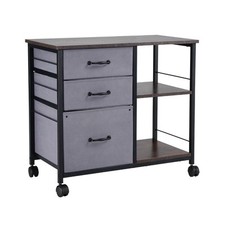 Mobile Metal File Cabinet with 3 Fabric Drawers and 2 Open Shelves Brown Filing Cabinet price