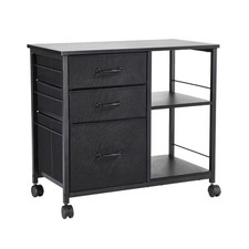 Mobile Metal File Cabinet with 3 Fabric Drawers and 2 Open Shelves Black Filing Cabinet price