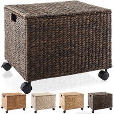 Rolling Filing Cabinet Cart Hyacinth Seagrass Wicker File Storage Box for Office Filing Cabinet price