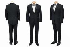 Men's Black Tuxedo with Flat Front Pants High Quality Merino Wool Modern Fit Men's Suit price