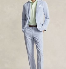 Ralph Lauren~Lauren Men’s Cotton Navy Seersucker Modern 2 Pc Suit 40R/34 Men's Suit price
