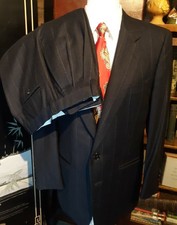 vtg Ermenegildo Zegna 38S 33x29.5 Chalk Stripe Pant Suit Wool Cashmere Flannel Men's Suit price