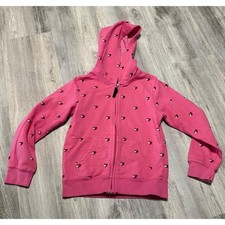 Tommy Hilfiger Girls Pink Heart Print Zip Up Hoodie Sweatshirt Size M 8/10 Girls' Sweatshirt price