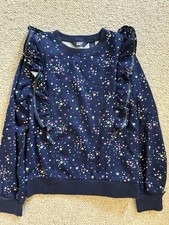 Lands End Girls Navy Ruffle Sweatshirt Size L 10-12 Excellent Girls' Sweatshirt price