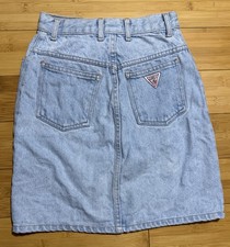 Vintage 90s GUESS Jeans Denim Skirt Lightwash Midi Jean Skirt Size 12 Jeans / Denim Skirt price