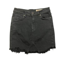 Wishlist Jeans Denim Skirt Womens Small Black Frayed Raw Hem Distressed Mini Jeans / Denim Skirt price