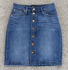J.Crew Denim Pencil Jean Skirt Womens 26 Blue Exposed Button Front Stretch Boho Jeans / Denim Skirt price