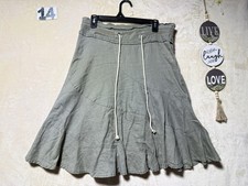DKNY JEANS Midi Skirt Women Sz 10 Logo Denim  Tiered Flowy  Greenish Gray Jeans / Denim Skirt price