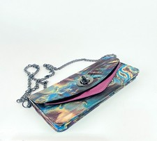 ALDO Multicolor Satin Exterior Chain Clutch Evening Bag Purse Gunmetal Chain Clutch Bag price