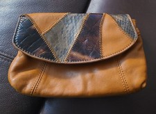 Vintage Chi by Carlos Falchi Leather Patchwork Flap Clutch Bag - Earth Tone Boho Clutch Bag price