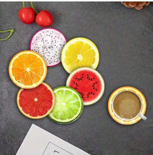 6PC Fruit Coaster Set Colorful Silicone Cup Drinks Holder Mat Tableware Placemat Coaster price