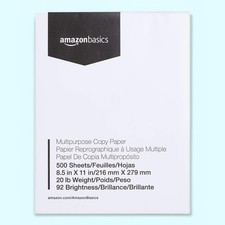 Amazon Basics Multipurpose Copy Printer Paper, 8.5 1 Ream | 500 Sheets, White Copy Paper price