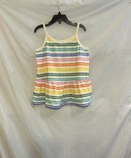 Hanna Andersson Girls 12 150cm Rainbow Striped Peplum Tank Top Summer Casual Girls' Tank Top price