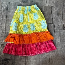 La Jenns Girls Skirt Size 4 Boho Boutique Yellow Paisley Orange Ruffle Layered Girls' Skirt price