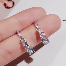 18k white gold gp made with SWAROVSKI crystal drop dangle 925 silver earrings Swarovski Earrings price