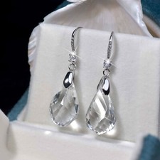 18k white gold made with SWAROVSKI crystal drop dangle hook earrings sparkling Swarovski Earrings price