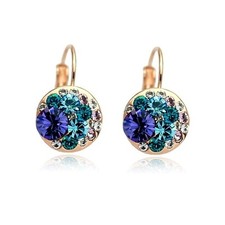 18K Rose Gold Plated Made With Swarovski Crystal Round Amethyst Hoop Earrings Swarovski Earrings price