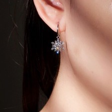 18k white gold made with SWAROVSKI crystal drop dangle hook snowflake earrings Swarovski Earrings price