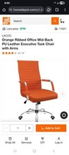 LACOO Orange Ribbed PU Leather Mid-Back Executive Task Chair With Arms Brand New Executive Chair price